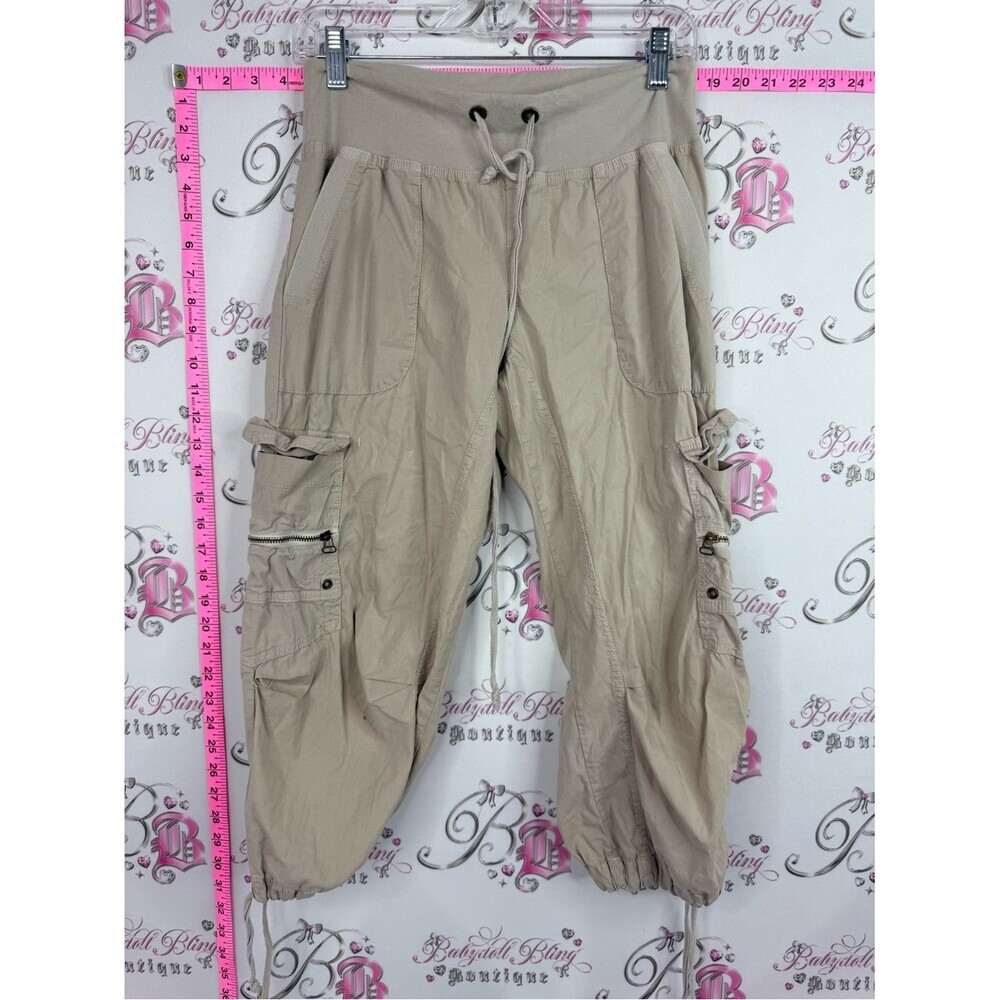 Wearables cargo capri Casual Cargo Capris - Beige Drawstring Waist